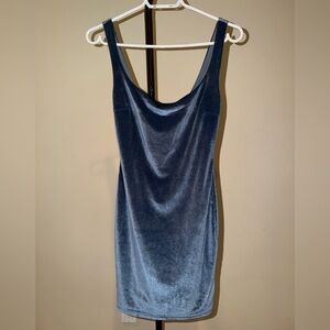 Elegant Blue Velvet Mini Dress Dress